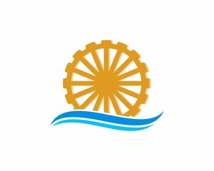 Canvas Print - Water wheel on the blue wave logo