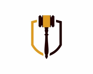 Wall Mural - shield with hammer law firm in the middle