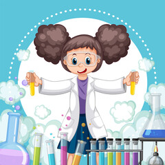 Wall Mural - A scientist experiment in the lab on template