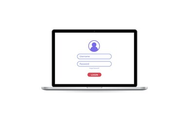 Wall Mural - laptop with authorization on the screen, login and password of the user to the system or account, ve