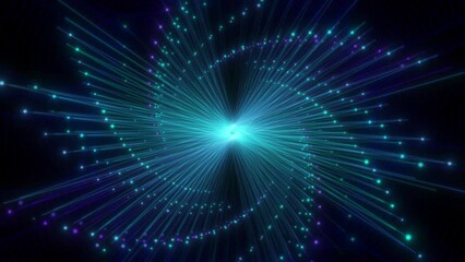 Wall Mural - glowing trails of random streaks of color explode and twist on black background then fade to black