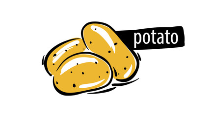 Wall Mural - Drawn potato isolated on a white background
