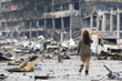 War in Ukraine. Damaged shopping center in Kyiv