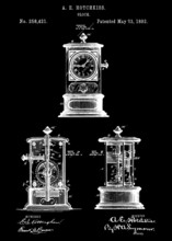 1882 Vintage Clock Blueprint Patent Art.