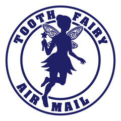 Wall Mural - Tooth Fairy Silhouette Letter Air Mail Post Stamp