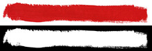 Red Line Of Paint Texture Isolated On White Background. Stroke With Clipping Mask (alpha Channel) For Quick Isolation.