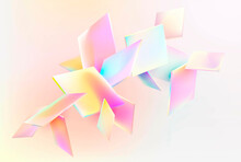 Abstract Light Geometric Shapes. 3D Vector Cubes With Fluid Colors.