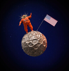 Wall Mural - fat astronaut conquering the unknown planet in the universe