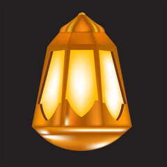 Wall Mural - Golden islamic lantern isolated on black background. Gold vintage luminous lanterns. Arabic shining lamps. Isolated hanging realistic lamps. lantern lamps