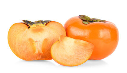 Wall Mural - fresh ripe persimmons isolated on white background