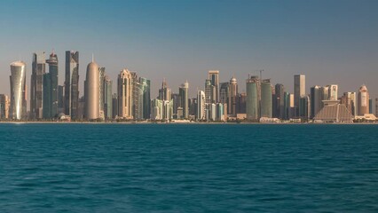 Poster - Skyline of Doha timelapse in Qatar in the very early morning