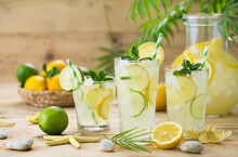 Refreshing Cold Lemonade With Mint