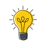 Hand drawn light bulb illustration with innovation idea concepts