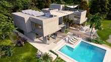 Sustainable Modern Mansion Aerial View