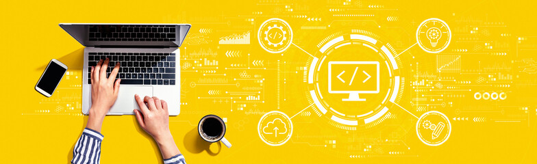 Web development concept with person using a laptop computer
