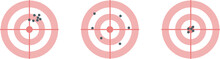 Representation Of Accuracy And Precision. In The First Figure Good Precision And Bad Accuracy; In The Second Bad Precision And Bad Accuracy; In The Third Good Precision And Good Accuracy.