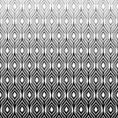 Wall Mural - peacock pattern. halftone feather background. abstract geometric gradient. black white fading textur