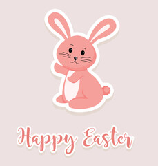 Canvas Print - Cute postcard banner Happy Easter. Vector illustration.