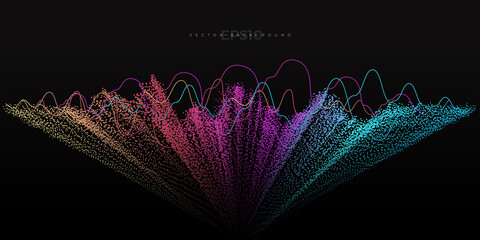 Wall Mural - abstract colorful dynamic particle wave graphic vector illustration for multipurpose usage like tech