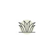 Grass lawn line icon. Leaf turf fresh organic plant