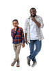 © Pixel-Shot - Portrait of African-American man with his little son on white background