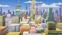 Pixelated City Scape Colorful