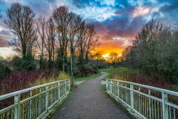 Poster - Grand Union canal at sunset in Milton Keynes. England