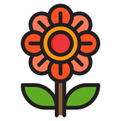 Wall Mural - flower color line style icon