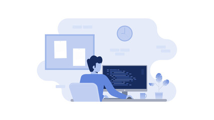 Flat illustration of programmer