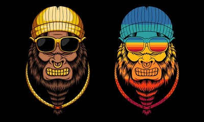 Wall Mural - Bigfoot cool with gold accessories vector illustration