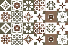 Design For Tiles In Brown And Olive Tones. Vector