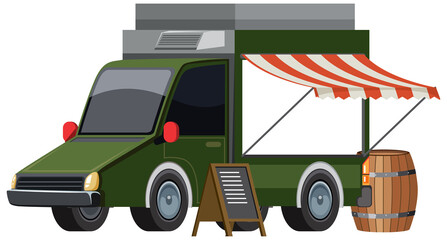 Wall Mural - A cute food truck on white background