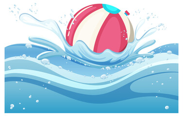 A water splash with ball on white background