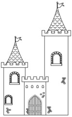 Sticker - Castle black and white doodle character