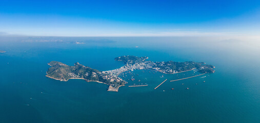 Aerial view of Cheung Chau, Famous vacation location in outter island of Hong Kong