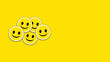 World Happiness day, International day of happiness. Happy stickier, smile sign, icon, label, logo, symbol design with free spaces background of yellow color.