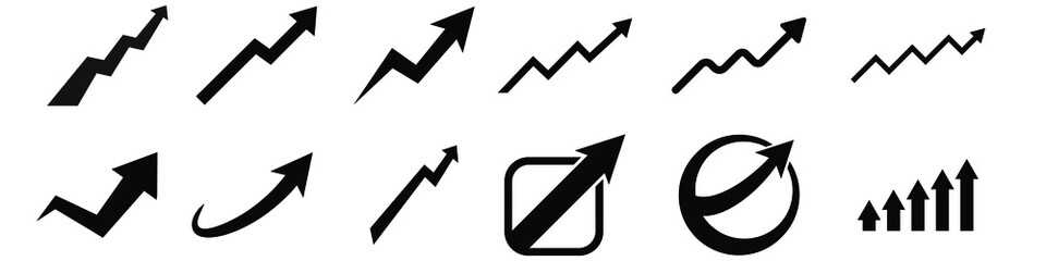 growth trend chart icon vector set. profit graph illustration sign collection. up arrow symbol or lo