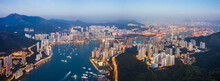 Aerial Night View Of Tsuen Wan, Famous Landmark, Hong Kong