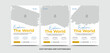 Modern poster travel flyer design template bundle. Editable tour poster template with brush stroke set