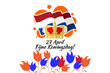 Translation: April 27, Happy King's Day. Fijne Koningsdag! vector illustration. Suitable for greeting card, poster and banner. 