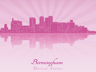 Birmingham AL skyline in purple radiant orchid