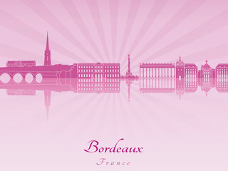 Wall Mural - Bordeaux skyline in purple radiant orchid