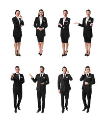 Canvas Print - Collage with photos of receptionists on white background