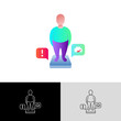 Obesity gradient flat icon. Man with excess weight on scales. Overeating, health problem. Overconsumption. Vector illustration.