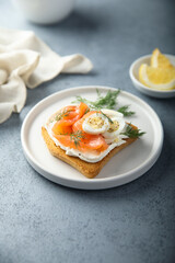 Poster - Salmon toast with quail eggs and dill