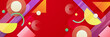 © Roisa - Modern colorful red orange abstract web banner background creative design. Banner with square, triangle, circle, halftone, and dots. Vector abstract graphic design banner pattern background template.