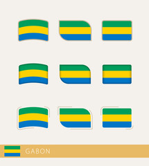 Sticker - Vector flags of Gabon, collection of Gabon flags.