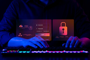 Wall Mural - cybersecurity concept, user privacy security and encryption, secure internet access future technolog