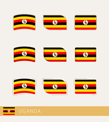 Sticker - Vector flags of Uganda, collection of Uganda flags.