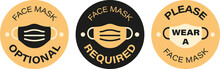 Face Mask Vector Symbols. Face Mask Optional. Face Mask Required. Please Wear A Face Mask. Isolated On White Background